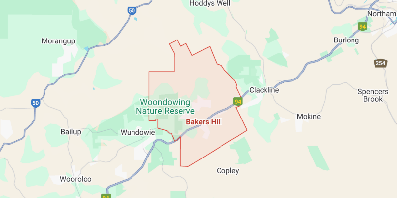 bakers hill australia map